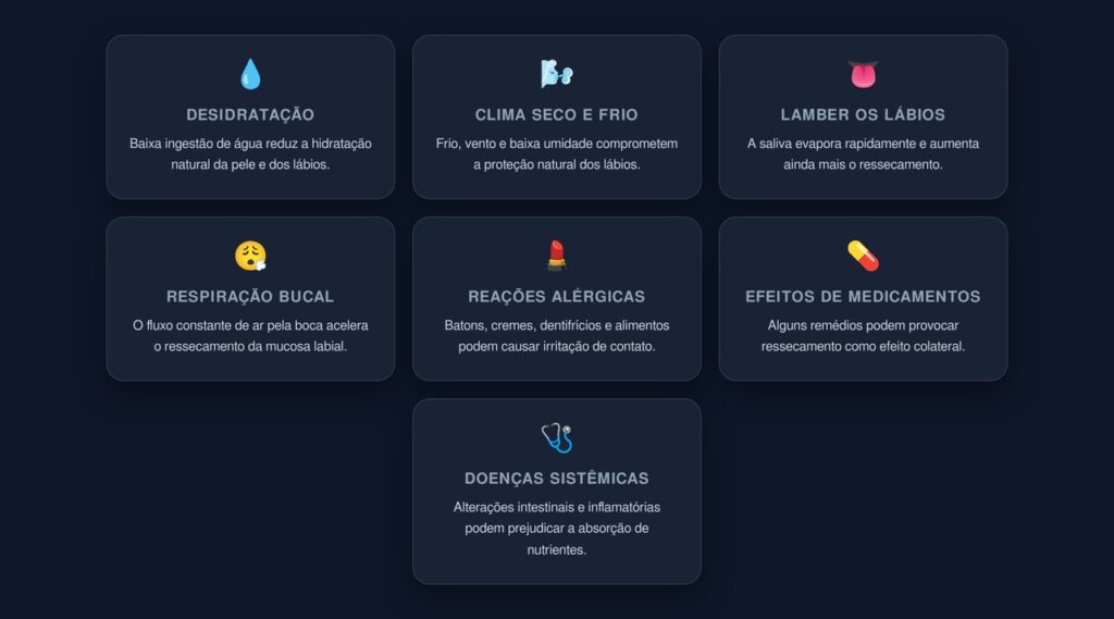 causas de lábios ressecados