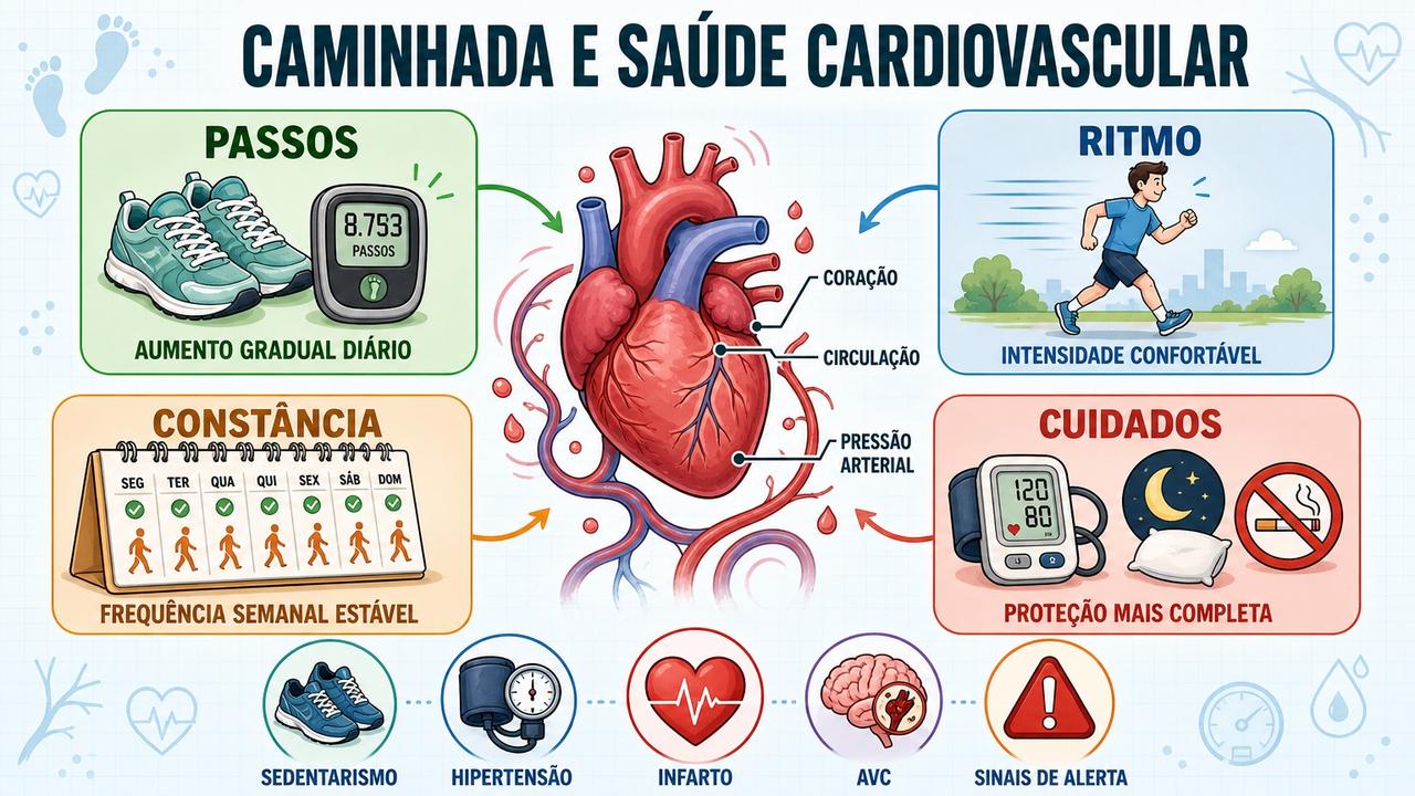 Passos, ritmo, constância e cuidados formam a base da prevenção cardiovascular.