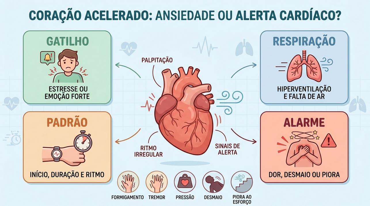 Gatilho, respiração, padrão e sinais de alarme ajudam na diferenciação.