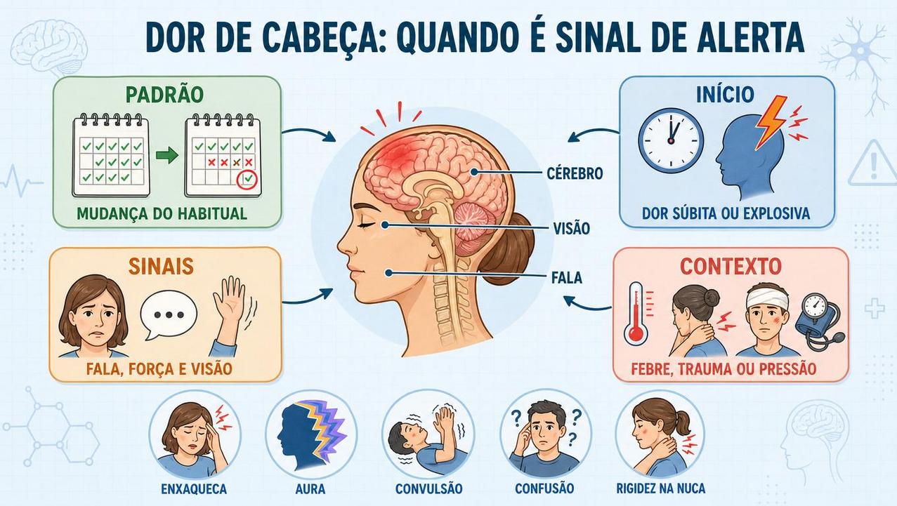 Quatro sinais de alerta ajudam a diferenciar enxaqueca de urgência neurológica.