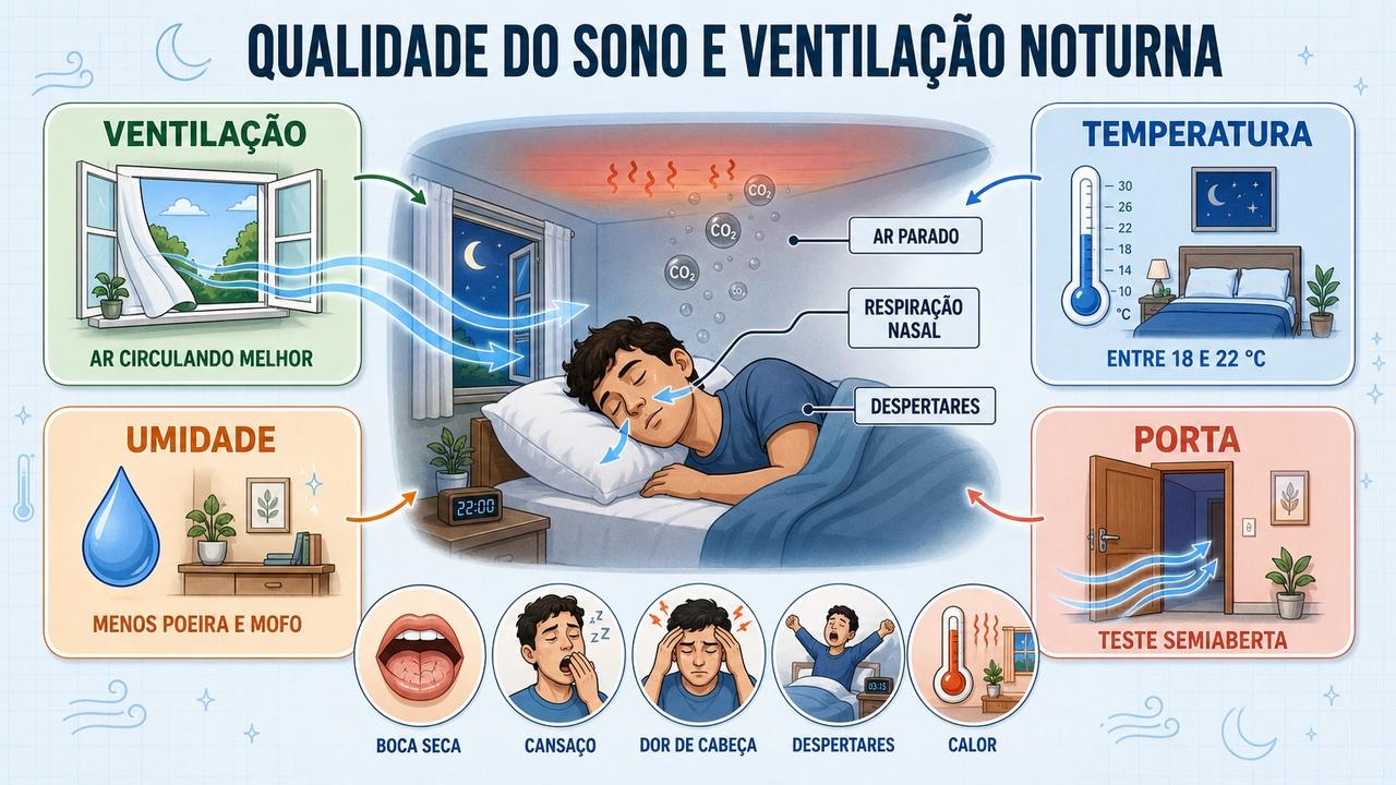Ventilação, temperatura, umidade e porta semiaberta ajudam a dormir melhor.