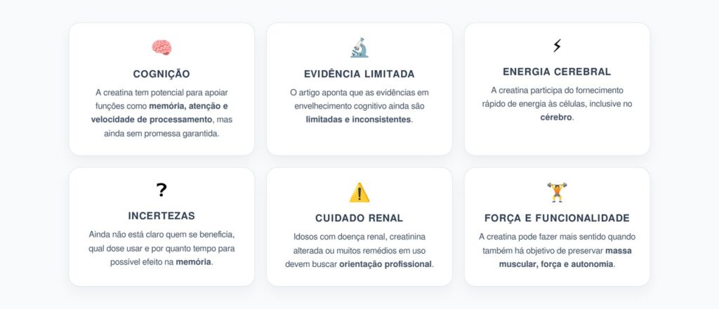 Creatina para Memória em Idosos: O Que a Ciência Ainda Não Comprova