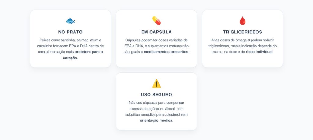 Ômega-3 e Triglicerídeos: Diferença Entre Peixe no Prato e Cápsula