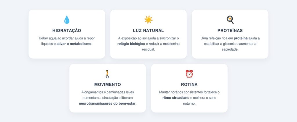 Quais são os 5 hábitos matinais que aumentam a disposição?