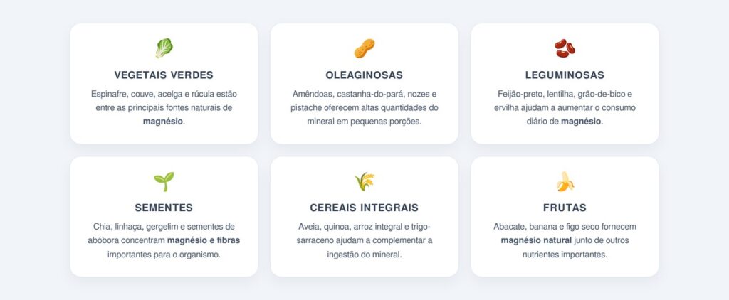 Quais alimentos são as melhores fontes de magnésio?