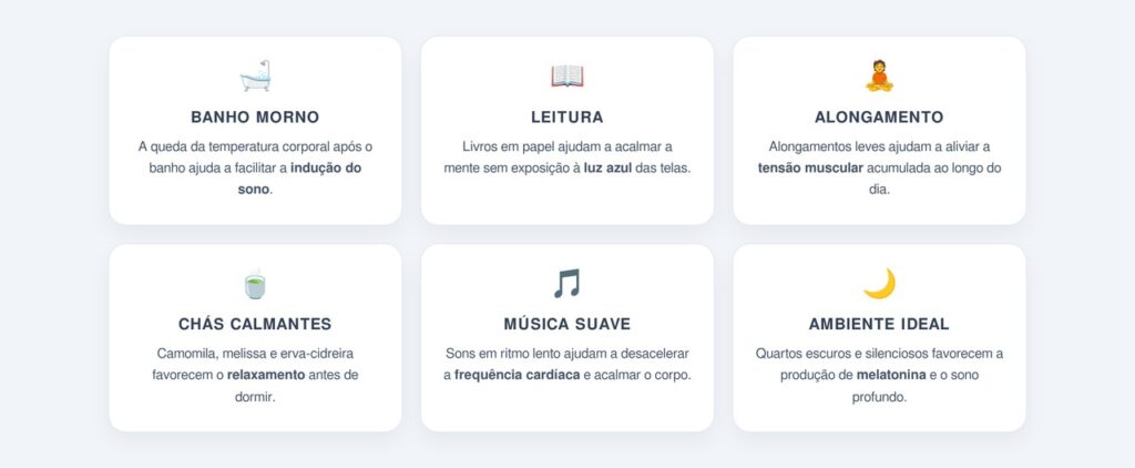 Quais outros hábitos noturnos ajudam a reduzir o estresse?