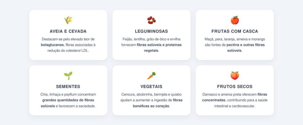 Quais alimentos são as melhores fontes de fibras solúveis?