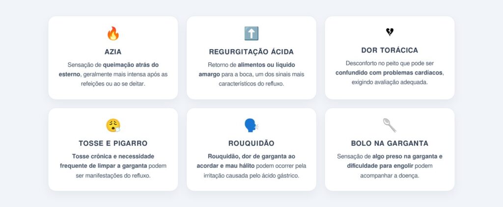 Quais são os sintomas mais comuns do refluxo?
