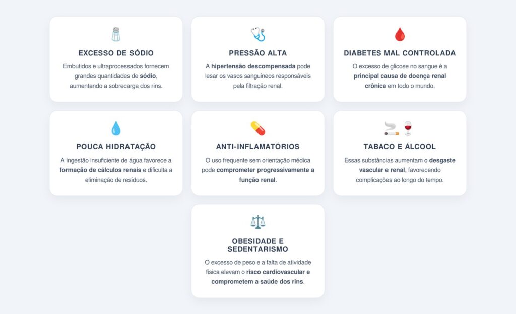 Quais hábitos prejudicam a saúde dos rins?