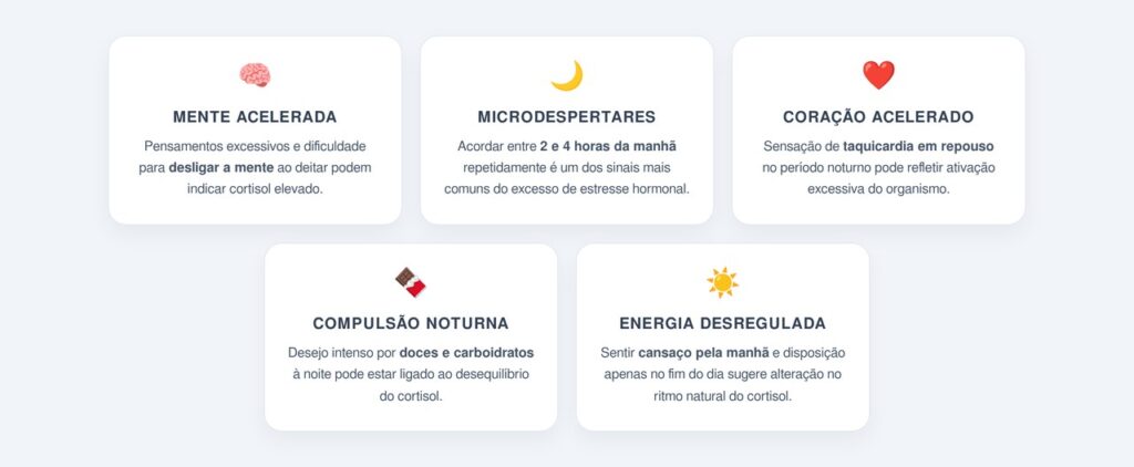 Quais sinais indicam que o cortisol está alto antes de dormir?