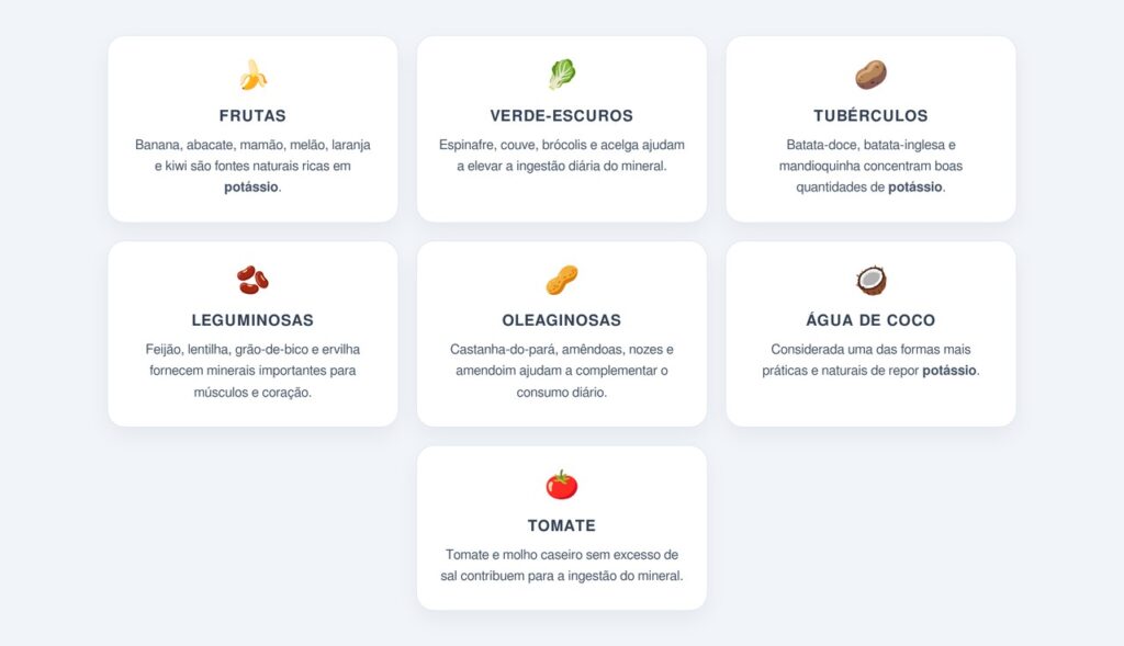 Quais são os alimentos mais ricos em potássio?