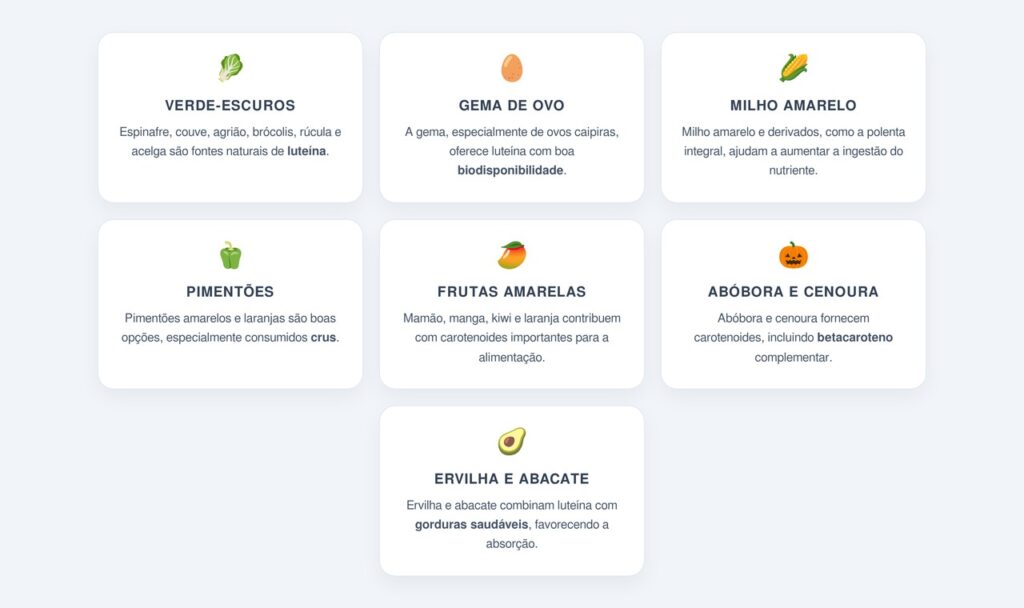 Quais alimentos são ricos em luteína?
