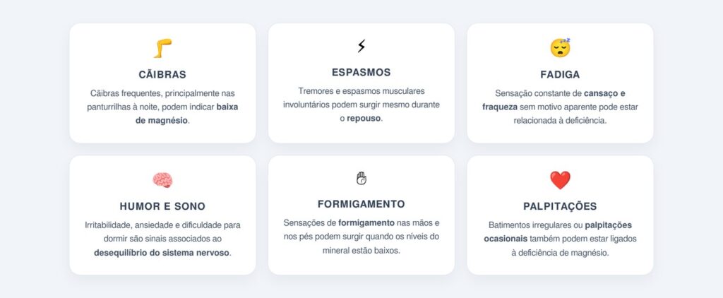 Como a deficiência de magnésio se manifesta no corpo?
