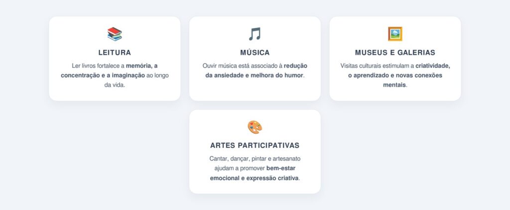Quais hábitos culturais oferecem mais benefícios?