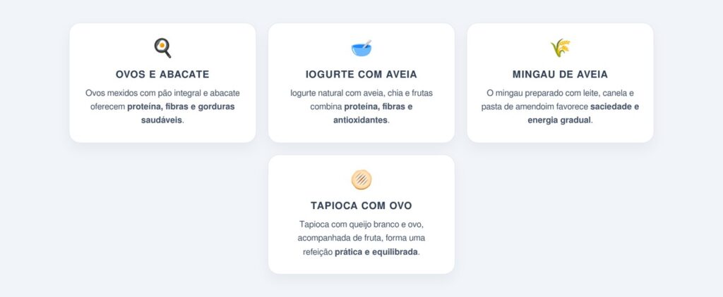 Para quem busca emagrecer com equilíbrio, vale entender melhor o papel de cada grupo de macronutrientes na alimentação diária.
Quais são bons exemplos de café da manhã?