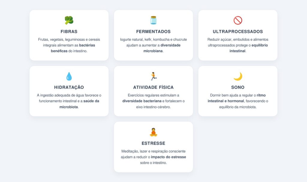 Quais hábitos ajudam a equilibrar a microbiota?