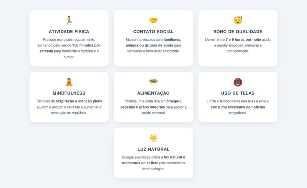 Quais são os sete hábitos essenciais para a saúde mental?