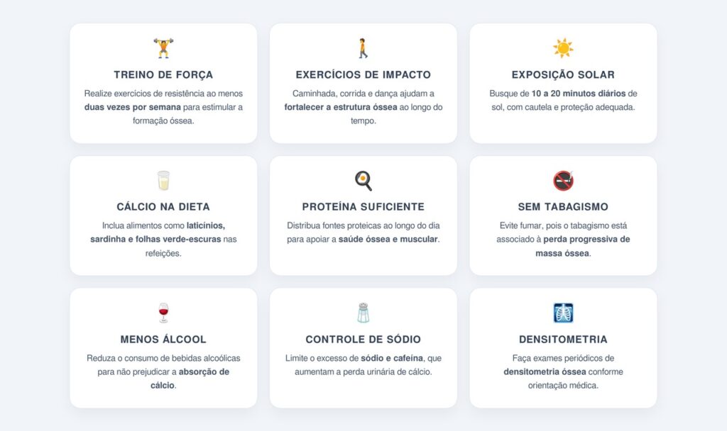Quais são os nove hábitos essenciais para fortalecer os ossos?