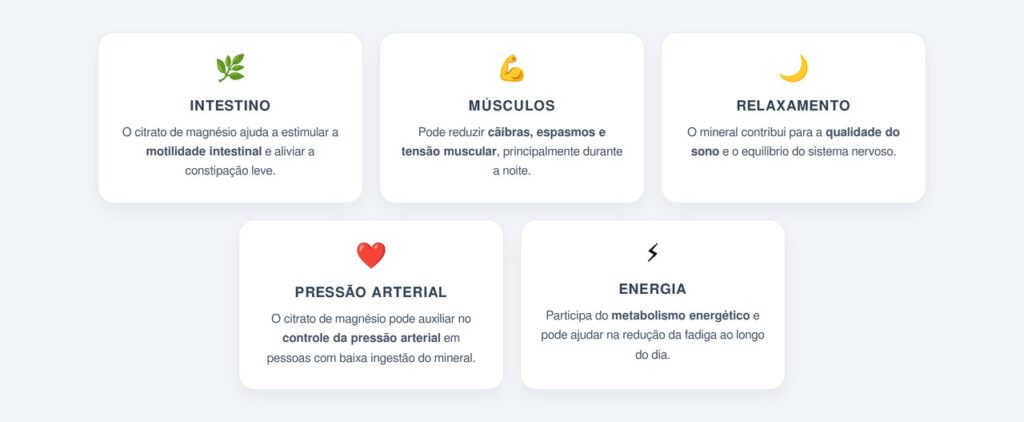 Quais os principais benefícios do citrato de magnésio?