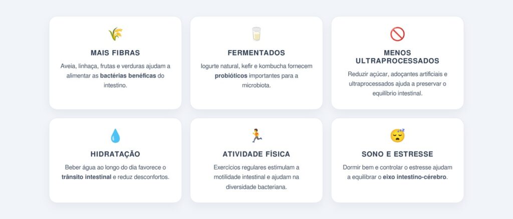 Quais hábitos ajudam a cuidar da microbiota intestinal?