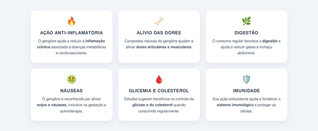 Quais são os principais benefícios do gengibre para a saúde?