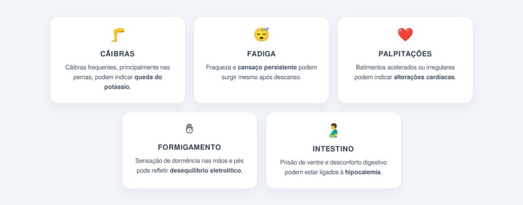 Quais são os principais sinais da falta de potássio?