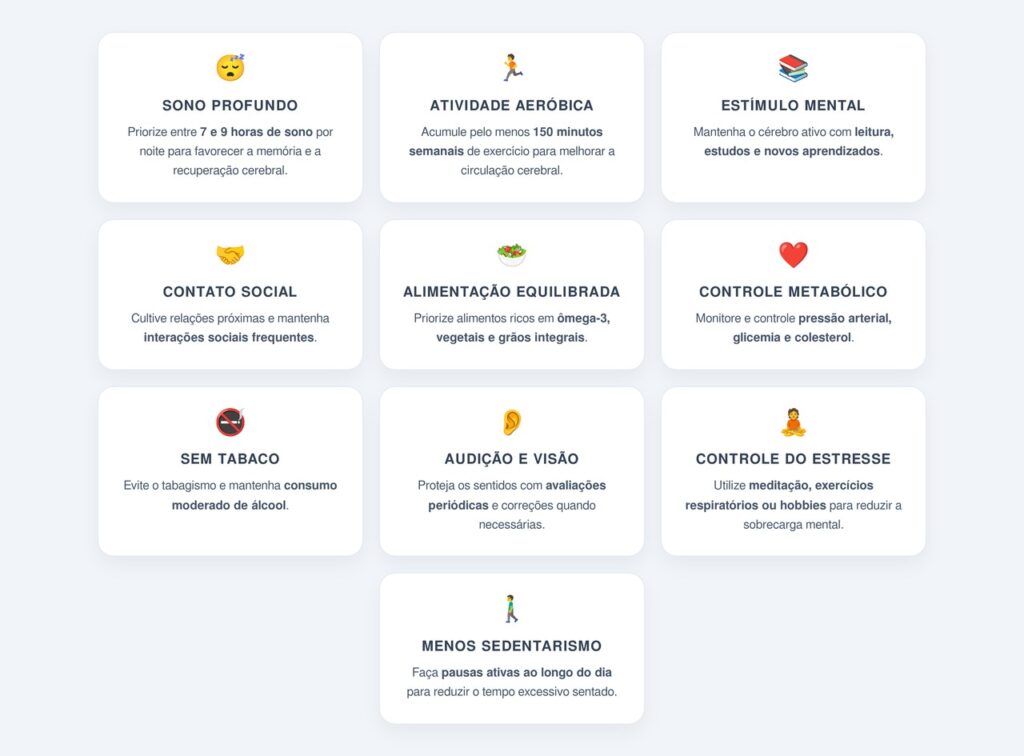 Quais são os dez hábitos essenciais para proteger o cérebro?