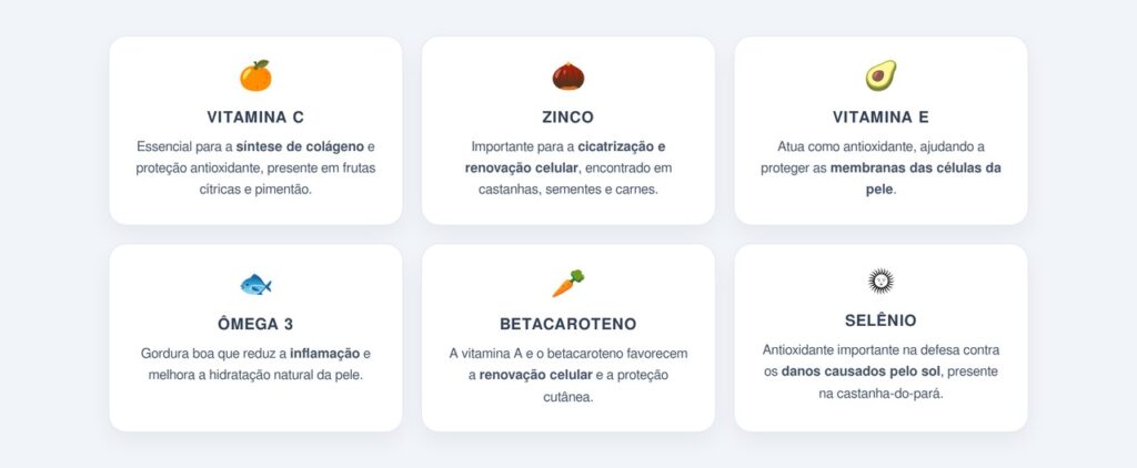 Quais são os principais nutrientes para a pele?