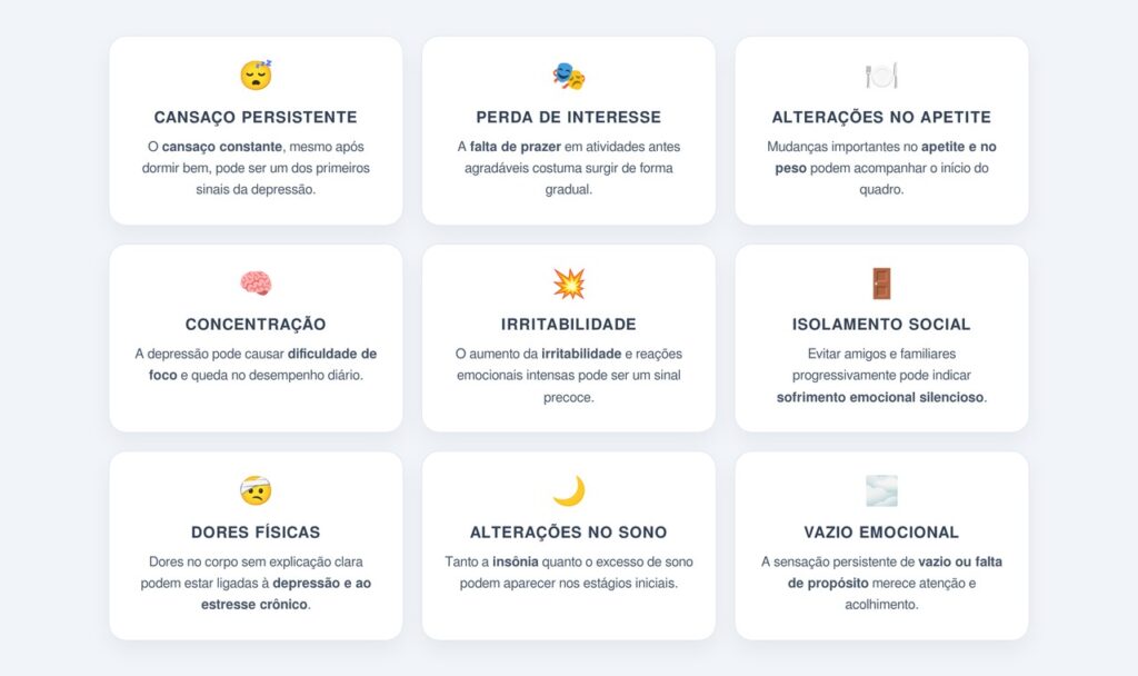 Quais são os sinais precoces que costumam passar despercebidos?