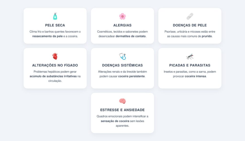 Quais são as principais causas da coceira no corpo?