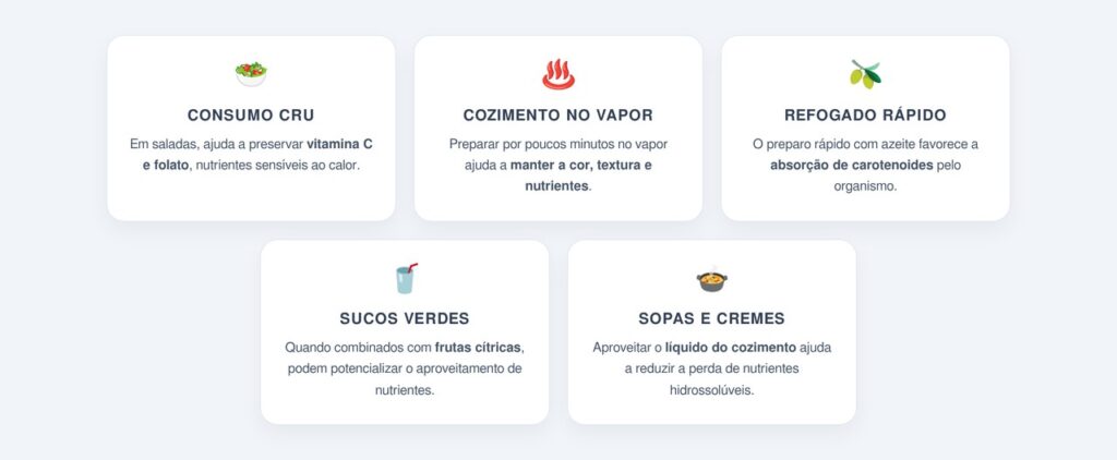 Quais formas de preparo preservam melhor os nutrientes?