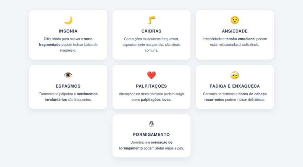 Quais são os principais sinais da falta de magnésio?