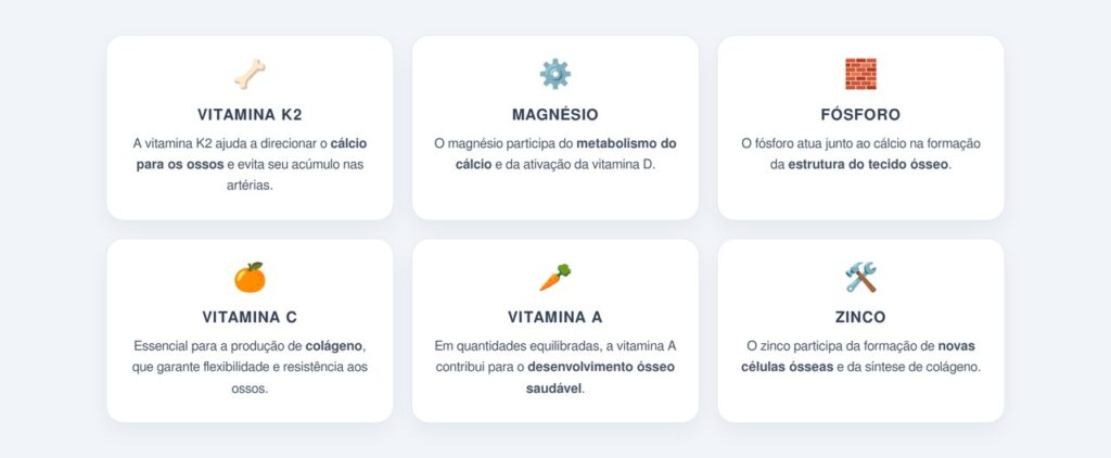 Quais outras vitaminas e minerais fortalecem os ossos?