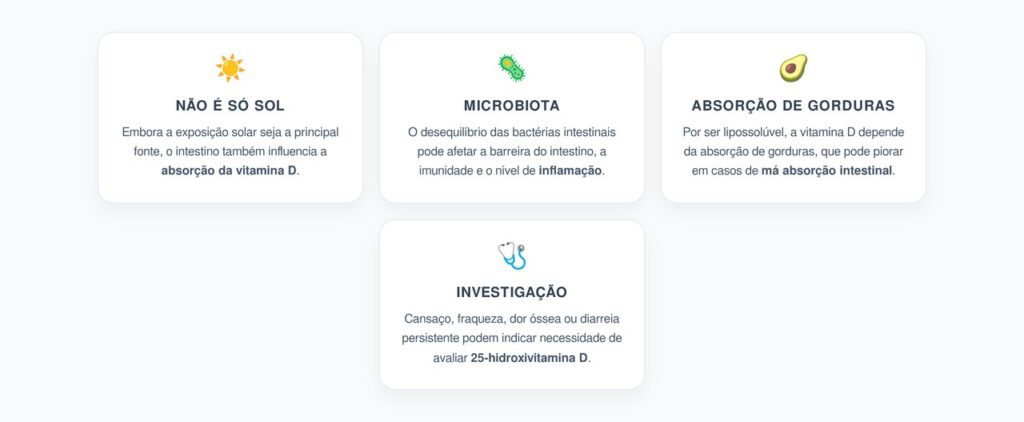 Vitamina D Baixa e Intestino: O Elo com Microbiota, Inflamação e Absorção