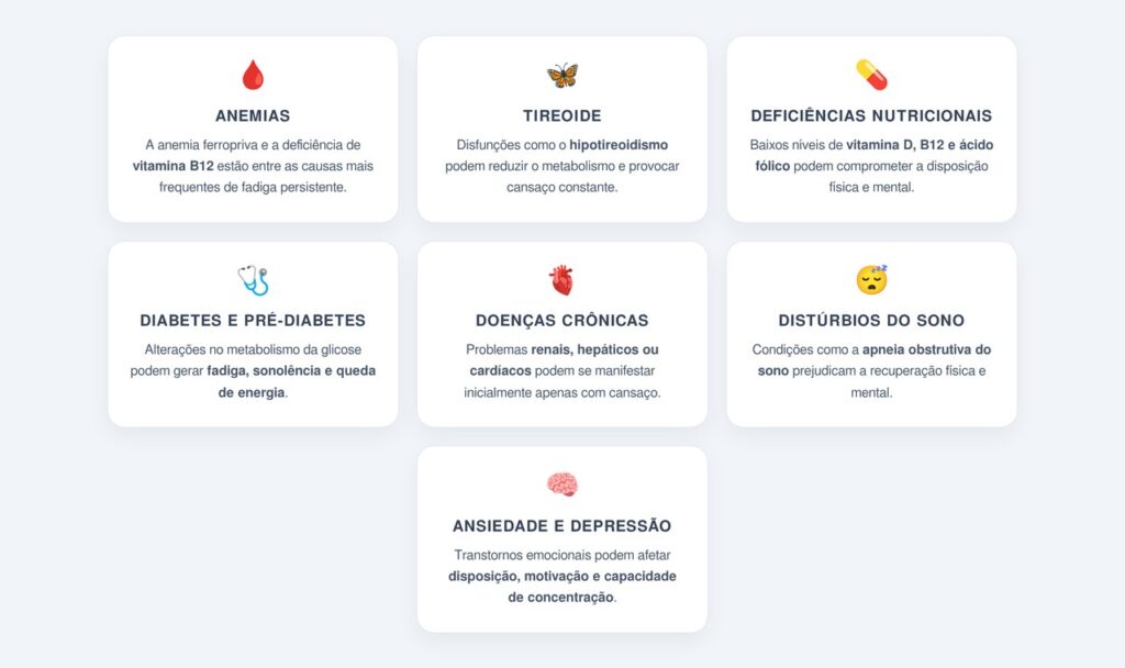 Quais causas silenciosas costumam estar por trás da fadiga?