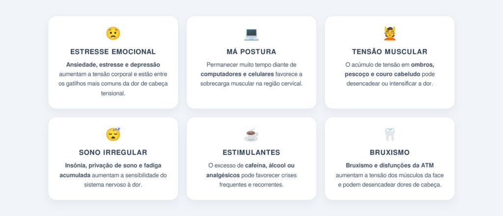 Quais os principais gatilhos da dor de cabeça tensional?