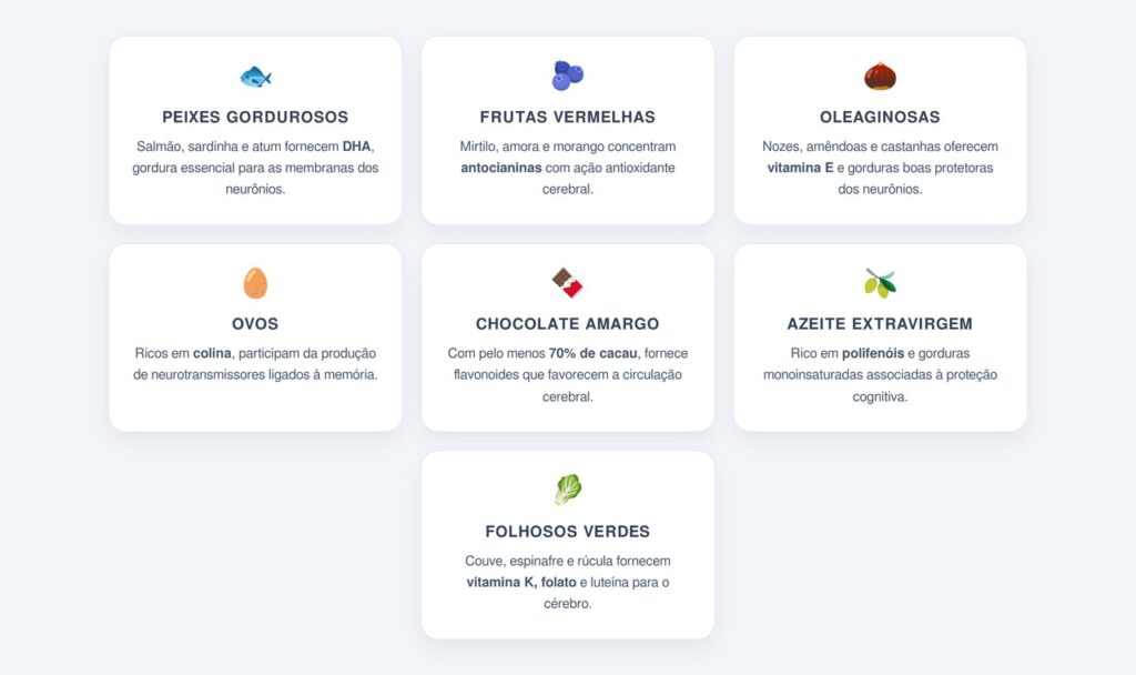 Quais são os 7 alimentos que fortalecem o cérebro?