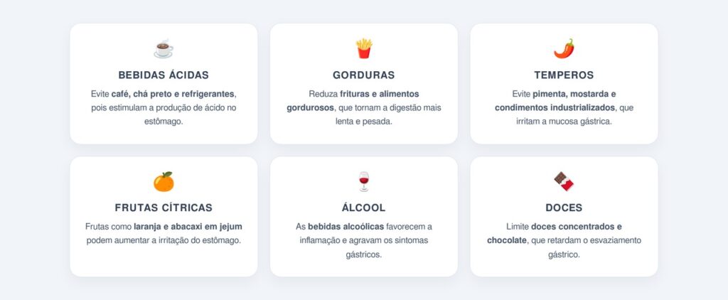 Quais alimentos devem ser evitados?