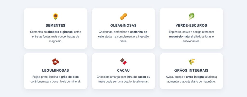 Quais são as melhores fontes alimentares de magnésio?