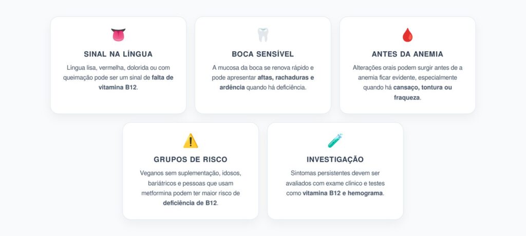Falta de Vitamina B12: O Sinal na Boca Que Pode Aparecer Antes da Anemia