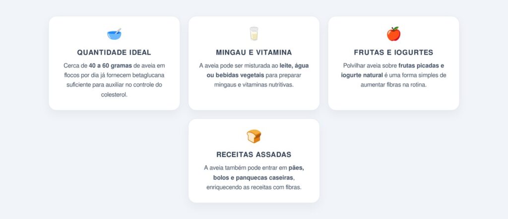 Qual a quantidade de aveia recomendada?