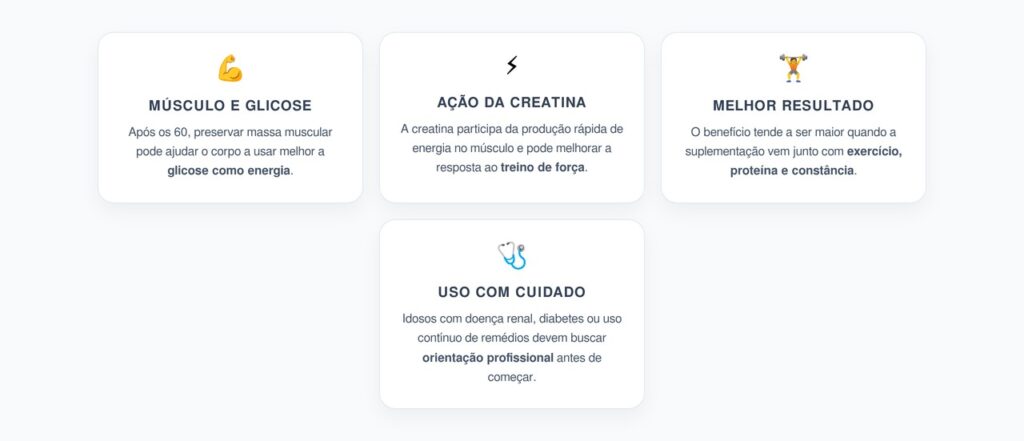 Creatina Após os 60: Proteção para Músculos e Glicose