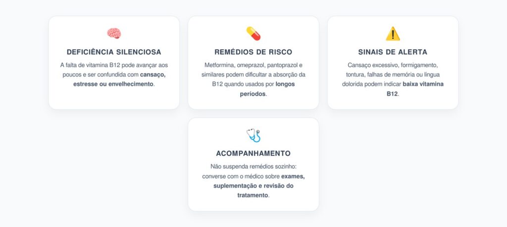 Deficiência de Vitamina B12: Alerta para Quem Usa Metformina ou Remédio para Refluxo