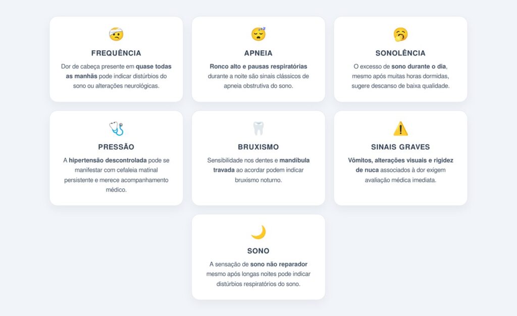Quais sinais indicam que a dor de cabeça matinal merece investigação?