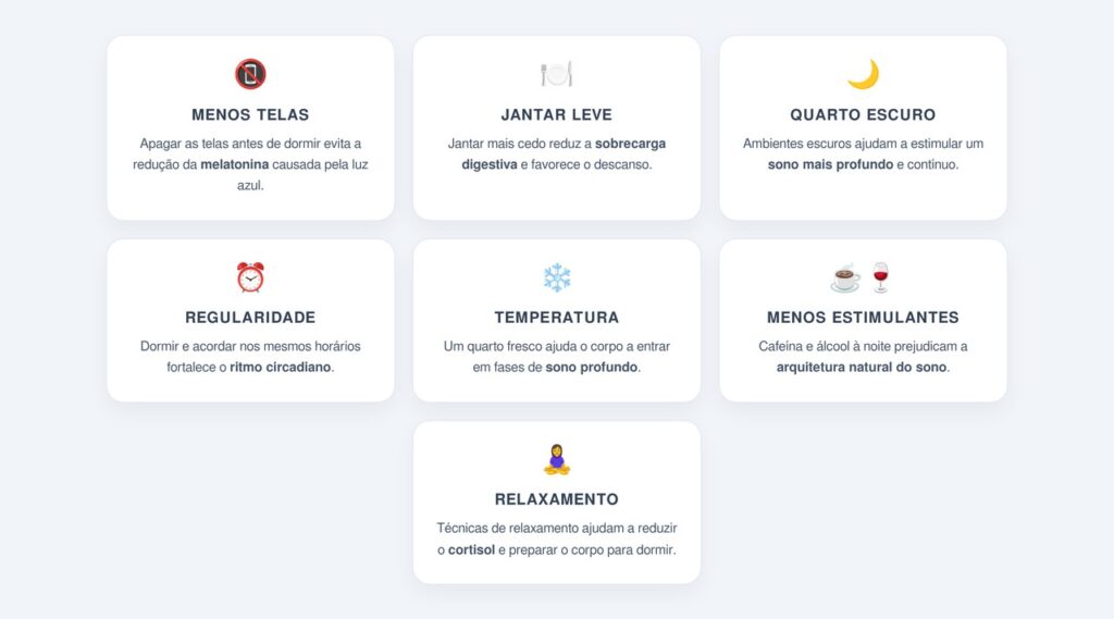 Quais são os 7 hábitos noturnos para um sono profundo?
