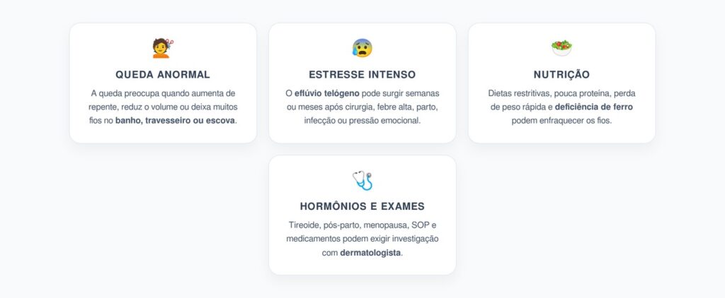 Queda de Cabelo Fora do Comum: Sinais de Estresse, Alimentação e Hormônios