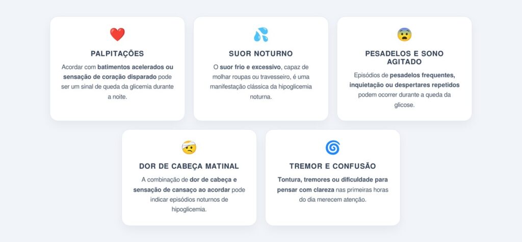 Quais são os sinais de queda da glicemia durante o sono?