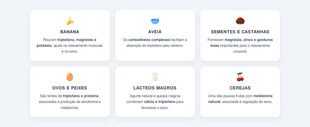Quais alimentos favorecem o sono e o relaxamento muscular?