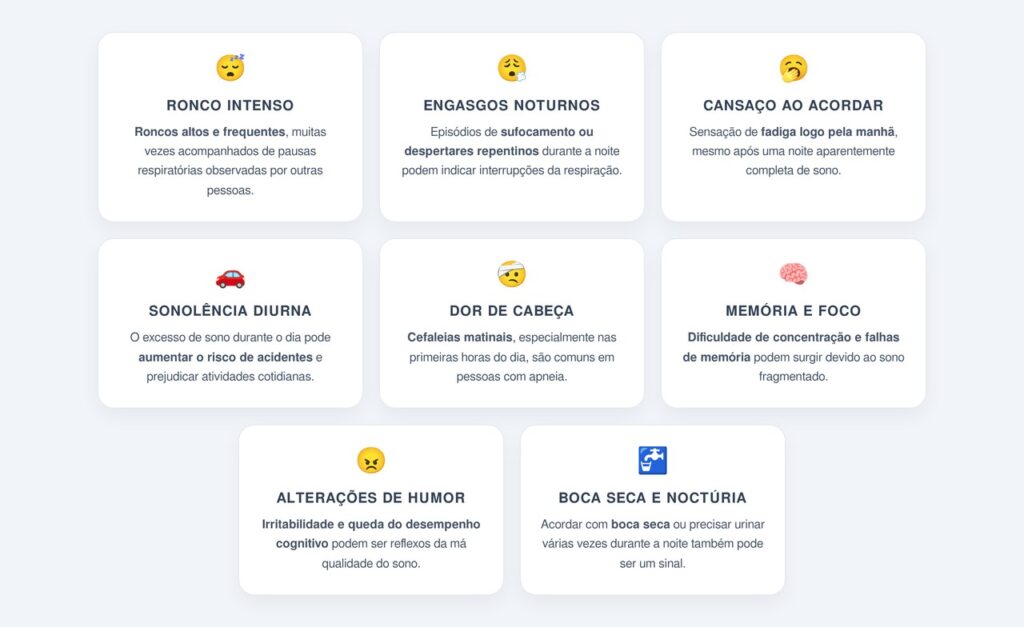 Quais sintomas indicam apneia do sono?