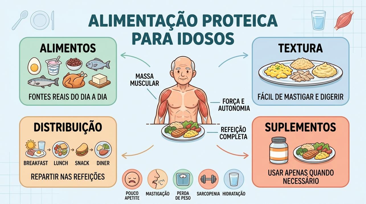 Quatro pilares: alimentos, textura, distribuição e uso criterioso de suplementos.